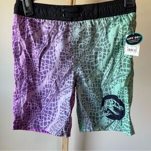 Boys Jurassic Park Swim‎ Shorts Snakeskin Print Teal Black Small
